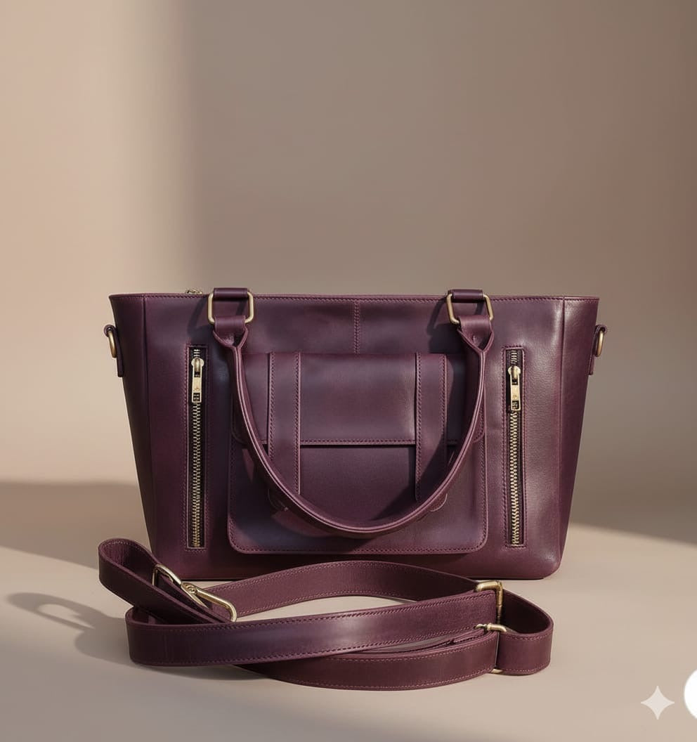Women purple leather bag