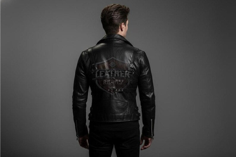 Men’s Cowhide Leather Biker Jacket | Handmade Moto Outerwear