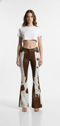 Handmade Hair-On Cowhide Leather Pants | Western Boho Trousers