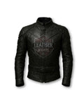 Genuine Cowhide Leather Jacket | Black Biker Jacket with Belt