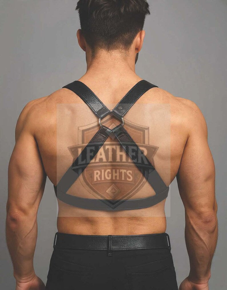 Men’s Genuine Cowhide Leather Chest Harness | Adjustable Body Strap | Handmade Festival & Clubwear Accessory