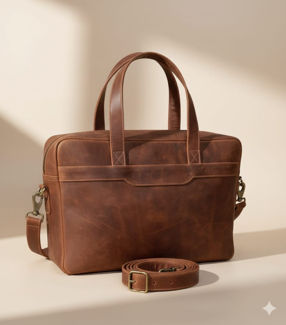 Leather duffle bag