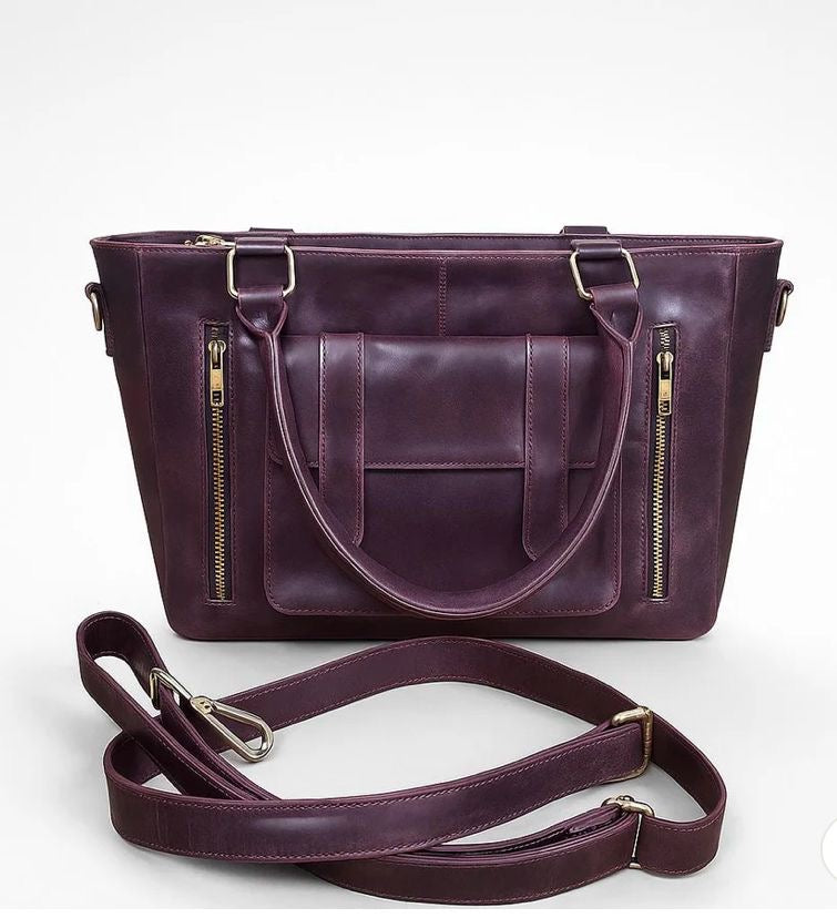 Women purple leather bag